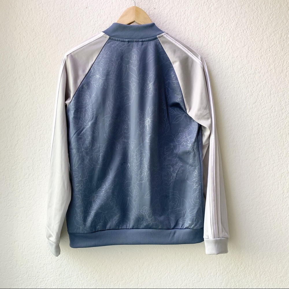 Adidas Blue & Gray Floral Embossed Track Jacket - Picture 4 of 8
